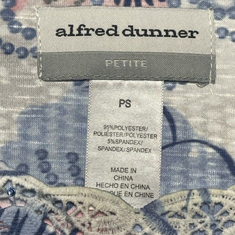 Alfred Dunner Top Womens S Petite White‎ Floral Lace Studded Short Sleeve Shirt - Picture 5 of 7
